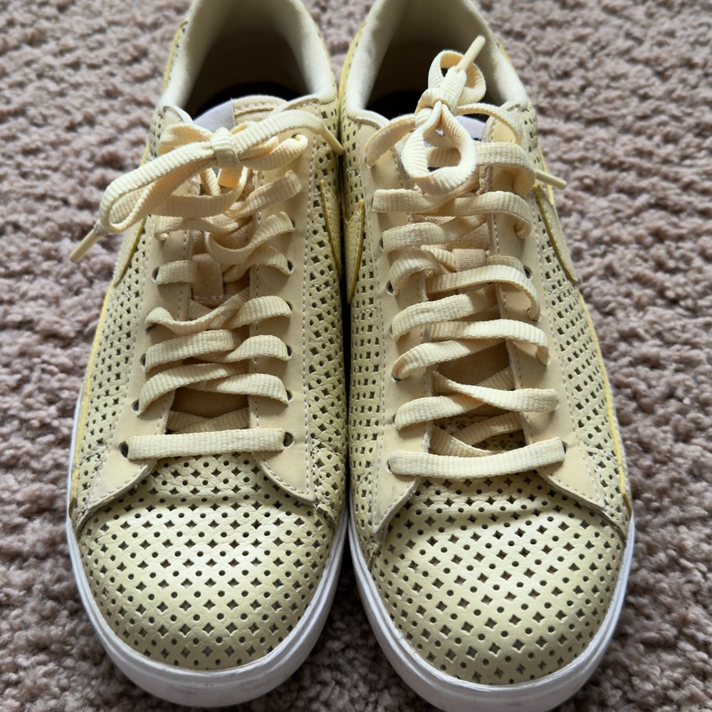 Nike Pale Yellow Perforated Lace-Up Sneakers
